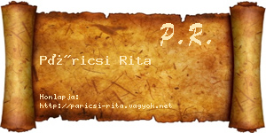 Páricsi Rita névjegykártya
