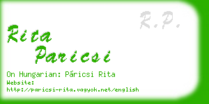 rita paricsi business card