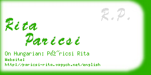 rita paricsi business card